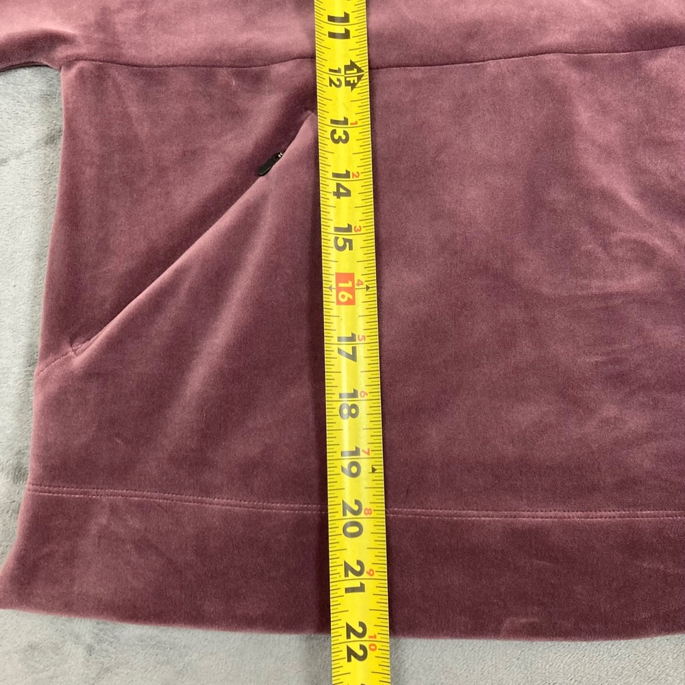 Prana Womens Velour funnel Neck Pullover Sweatshirt Mauve Plum Size M Pockets - Picture 5 of 6